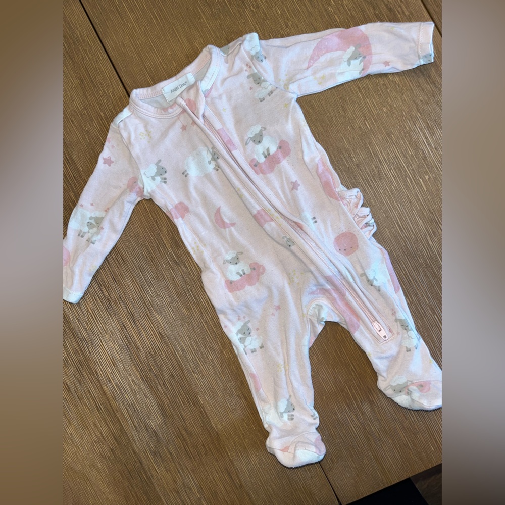 Angel dear sheep bamboo ruffle butt Footie